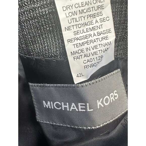 Michael Kors Jacket Blazer Sport Coat 42L Dual Vent Gray Plaid 2 Button Classic - Picture 5 of 11